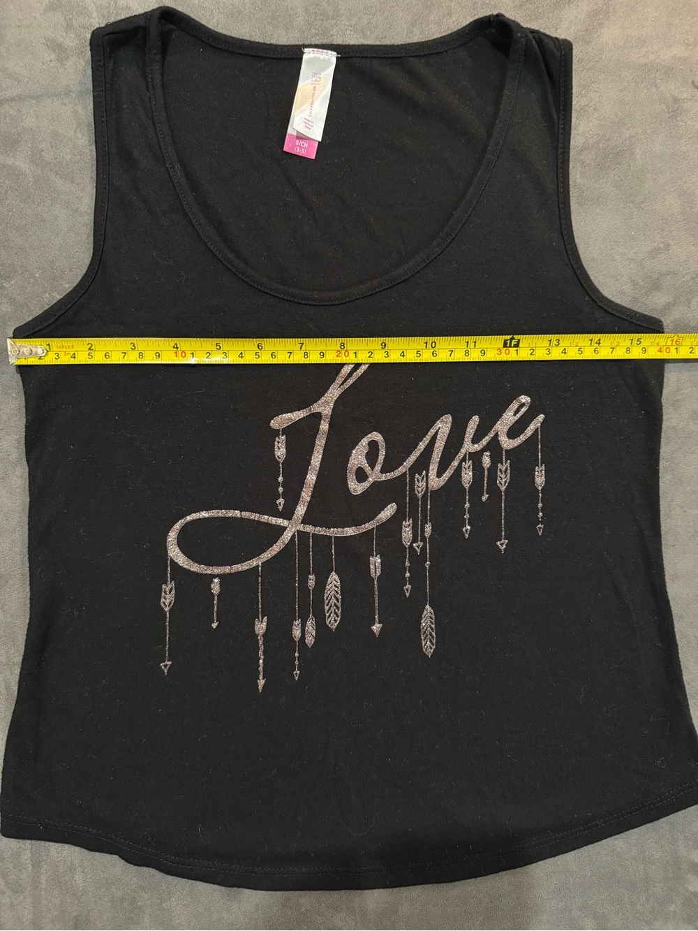 No Boundaries Black Tank Top with Metallic Rose-Gold "Love" Script - Picture 6 of 6